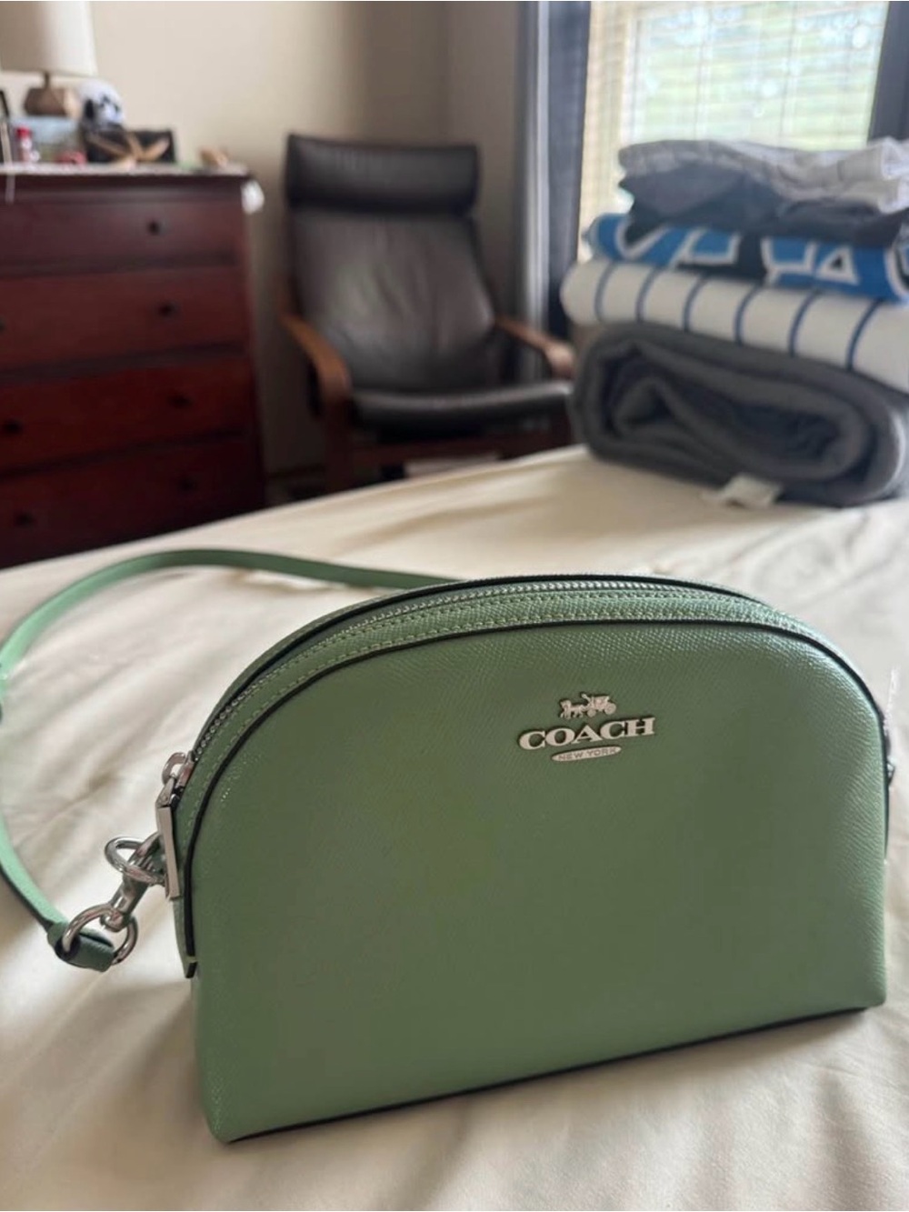 COACH Mint Green Leather Crossbody Bag with Silver Hardware